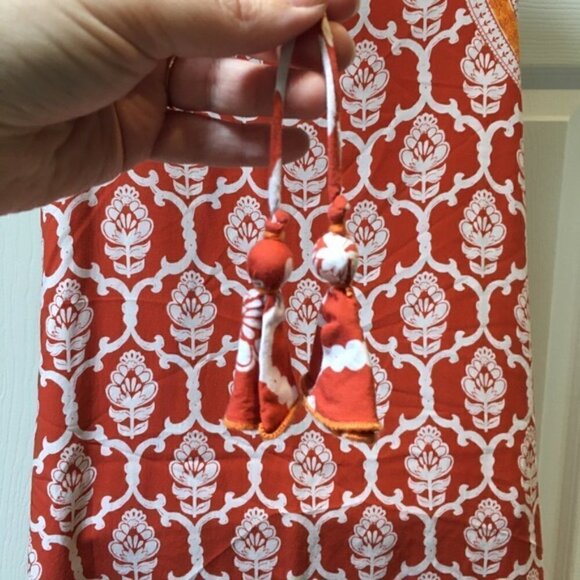 𝅺hatley Orange White Floral Print Sleeveless Dress - Picture 6 of 9